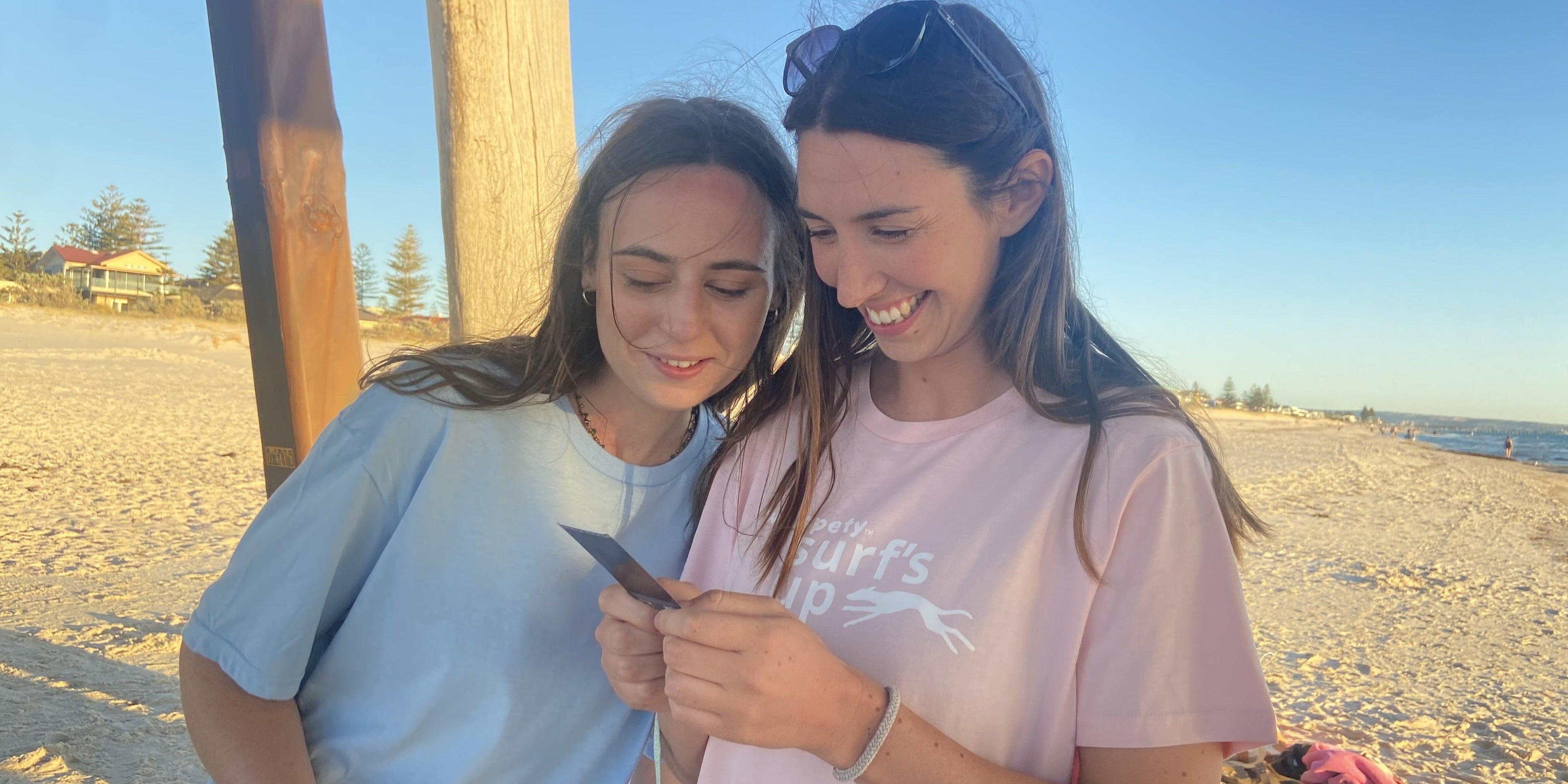 Whippety tees in pink and pale blue