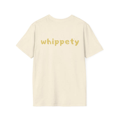Cream t-shirt with 'whippety' text  