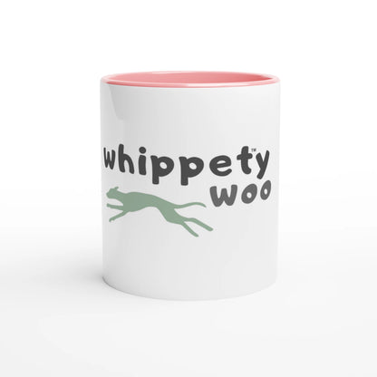 white whippety woo mug with pink inside front view